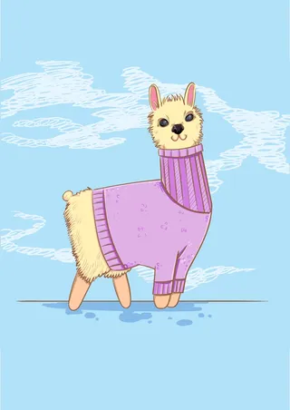 *羊驼穿粉红色毛衣