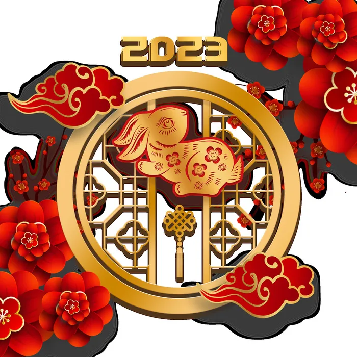 喜庆兔年2023年挂画psd模版下载