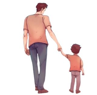 父亲牵着孩子免抠