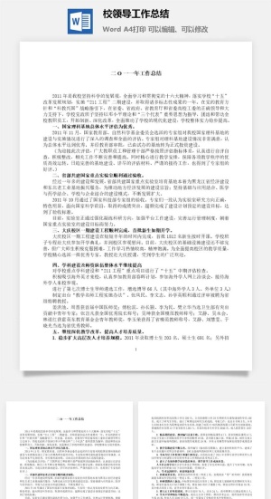 校领导工作总结word模板预览图