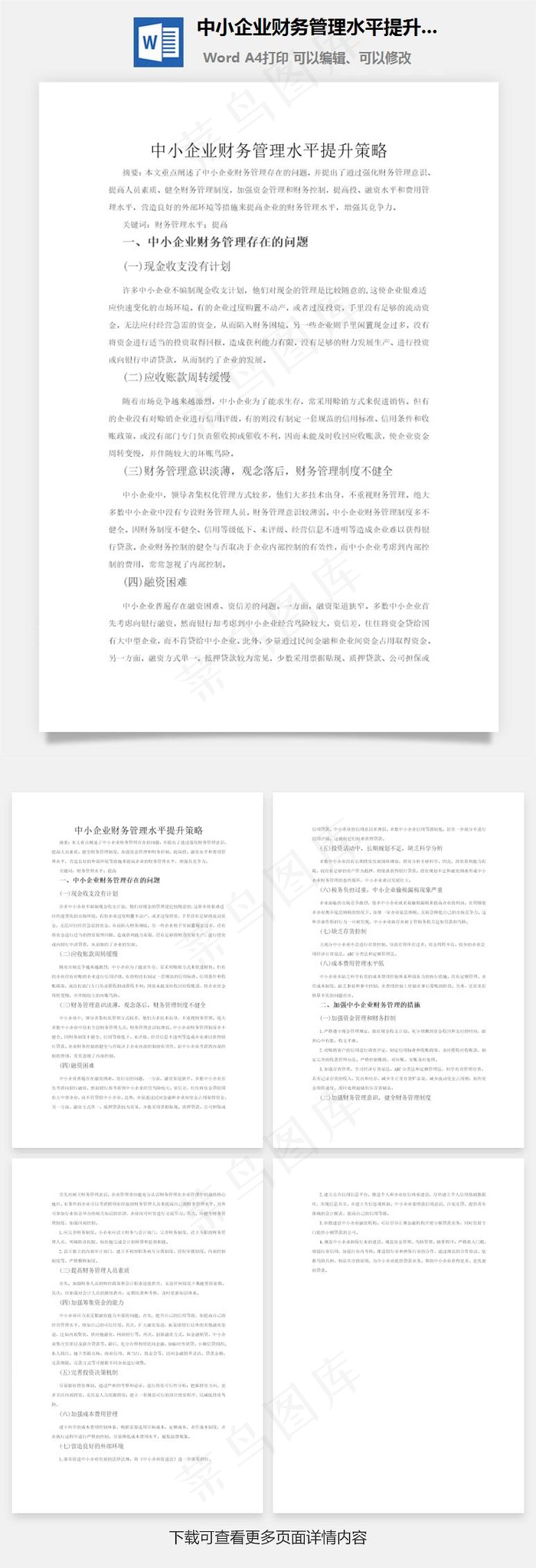 中小企业财务管理水平提升策略word文档