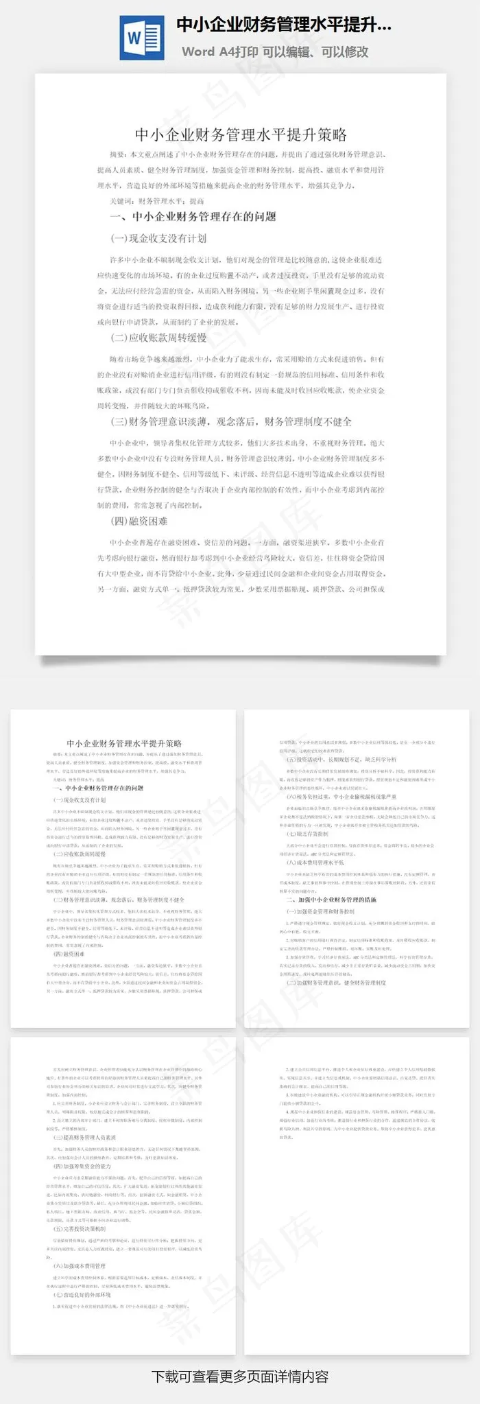 中小企业财务管理水平提升策略word文档