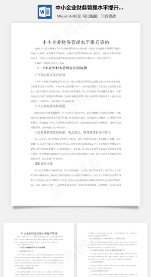 中小企业财务管理水平提升策略word文档