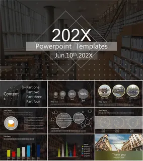 半透明设计线条简约风工作总结ppt模板