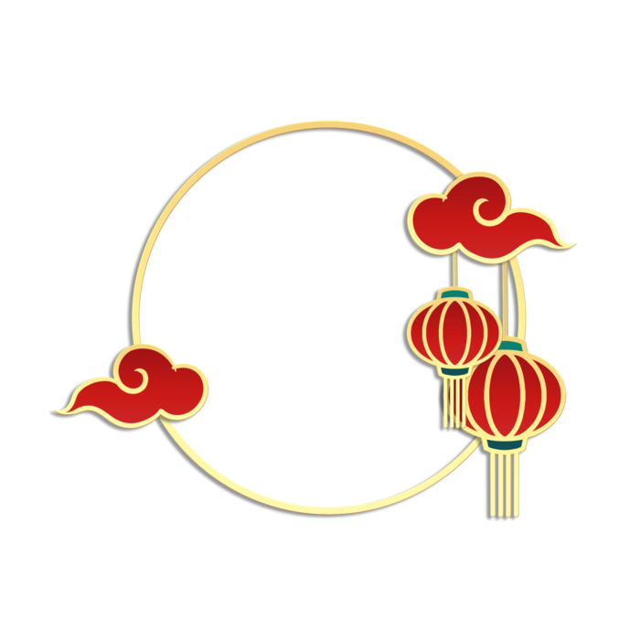 新年红金剪纸灯笼祥云