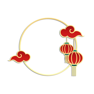 新年红金剪纸灯笼祥云