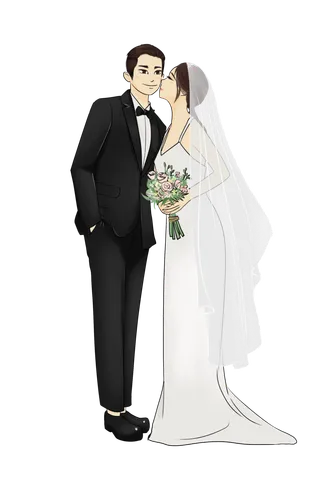 婚纱卡通人物婚礼白纱结婚婚纱摄影手绘