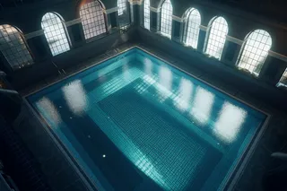 室内游泳池的俯视图