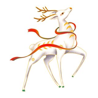 手绘国潮中国风敦煌神话九色鹿仙鹿麋鹿白鹿插画装饰PSD设计素材