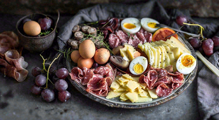 沙拉西餐美食水果鸡蛋牛肉餐具摄影