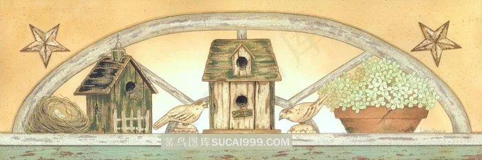 唯美木屋复古艺术油画