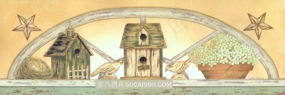 唯美木屋复古艺术油画