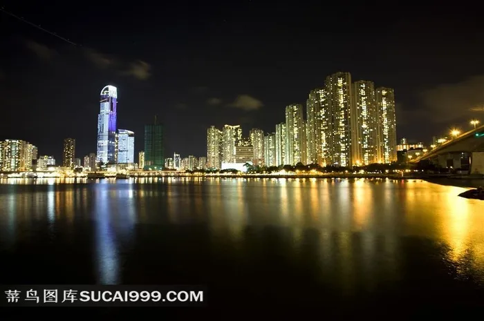 香港维多利亚港夜景素材图片