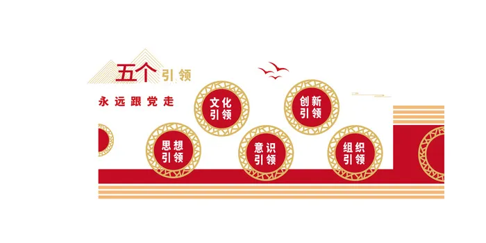 5个引领文化墙设计模板素材ai矢量模版下载