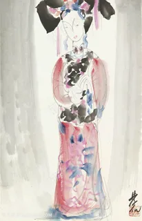 林风眠手绘宫廷美女装饰画 林风眠手绘宫廷美女装饰画