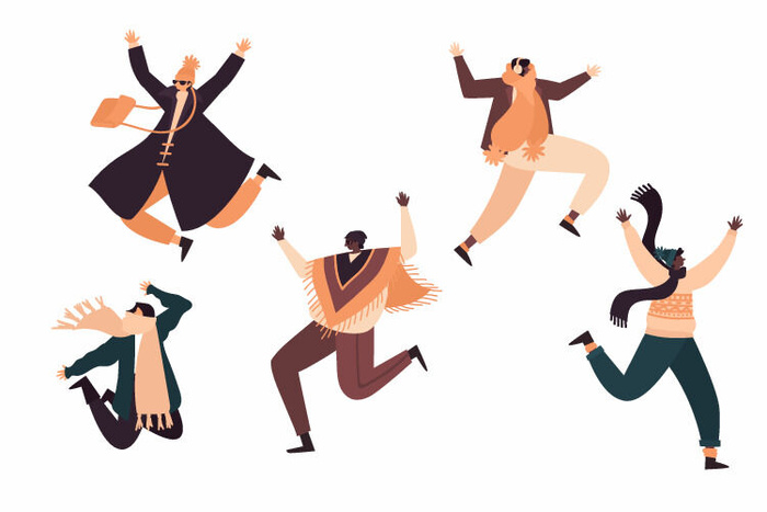 冬天服饰服装冬装穿冬装保暖冬季卡通人物男女装Ai矢量图片素材