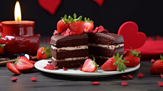 草莓巧克力蛋糕甜点美食摄影图