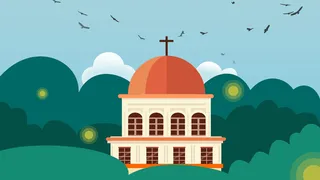 儿童简约城堡插画