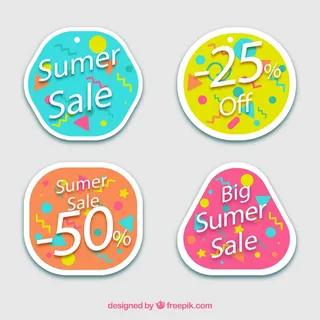 免抠彩色夏季促销标签