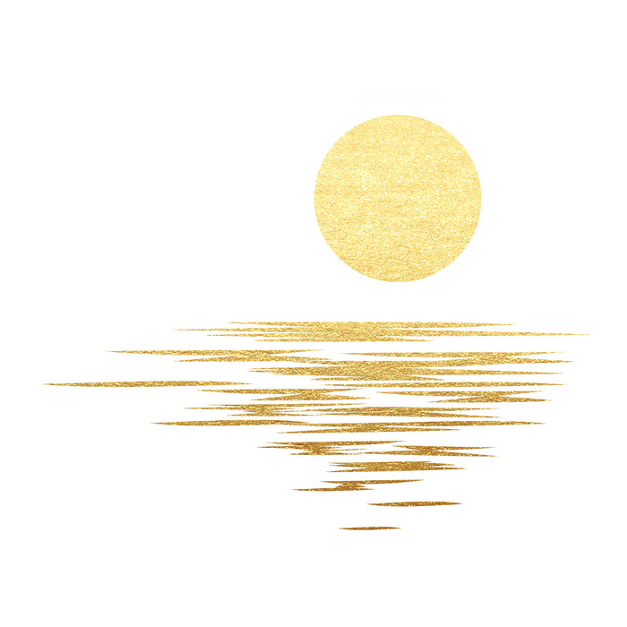 手绘简约中秋节月亮倒影素材