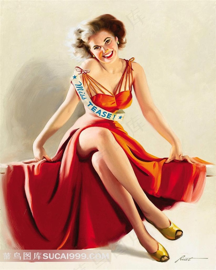 美女高清油画模板