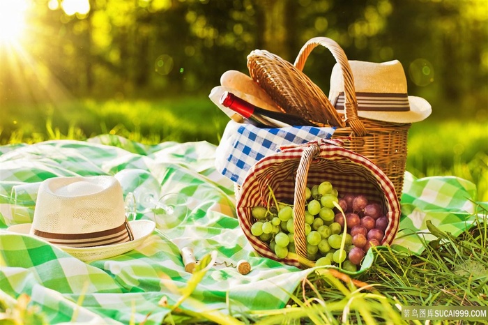野餐美食户外景色高清图片