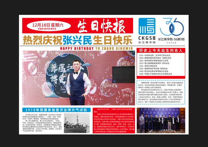 白色商务生日快乐快报海报高端