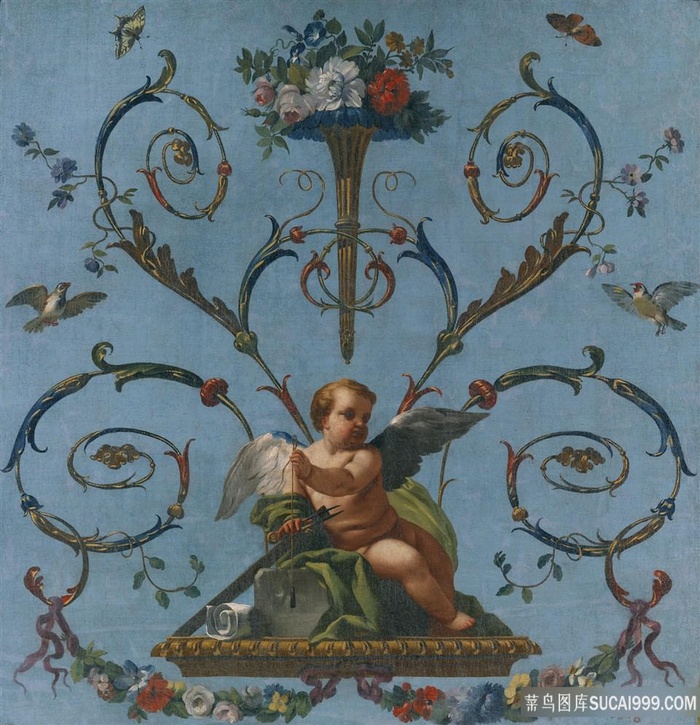 欧式花纹天使挂画