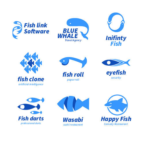 商务海洋鱼类海鲜图标LOGO标识标志标签水产图形AI矢量EPS素材图eps,ai矢量模版下载