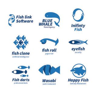 商务海洋鱼类海鲜图标LOGO标识标志标签水产图形AI矢量EPS素材图