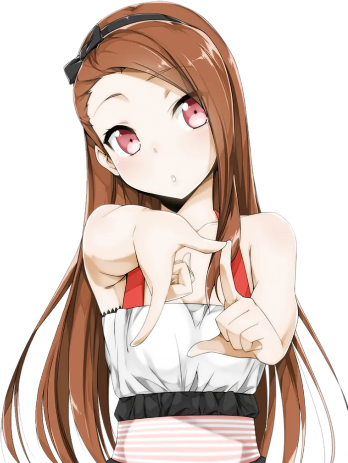 可爱长发棕色女孩简笔