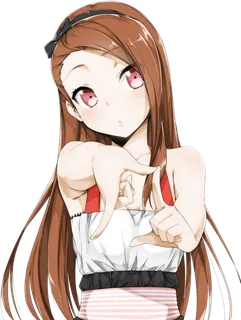 可爱长发棕色女孩简笔