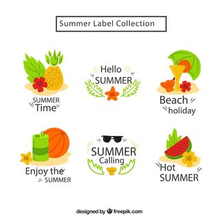 免抠彩色夏日标签