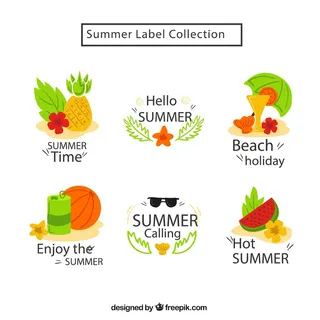 免抠彩色夏日标签