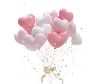 清新粉色爱心气球元素免扣
