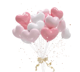 清新粉色爱心气球元素免扣