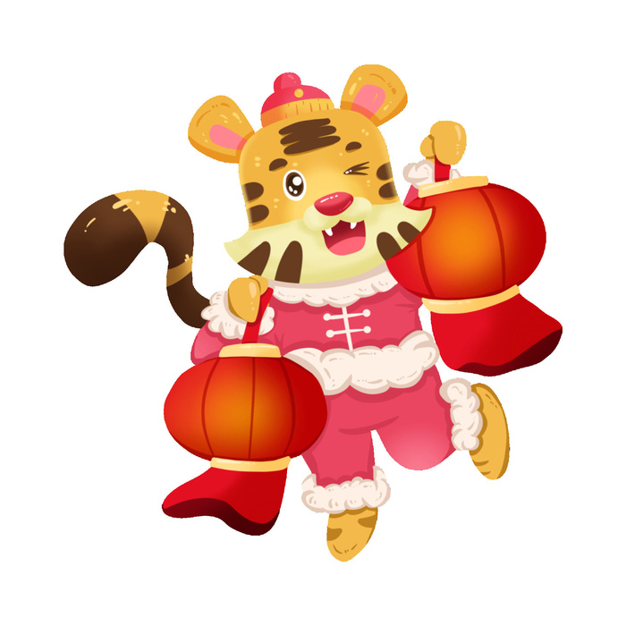 PNG免扣2022虎年新年春节元旦卡通老虎形象图片插画PSD设计素材