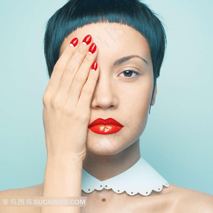 红唇模特正面高清图片