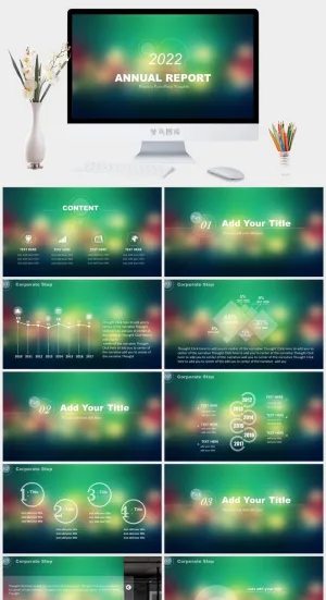 简洁毛玻璃背景IOS风PPT模板预览图