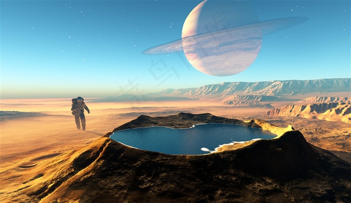 创意宇航员与星球创意素材图片