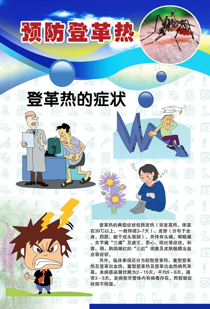 预防登革热宣传系列挂图海报psd模版下载