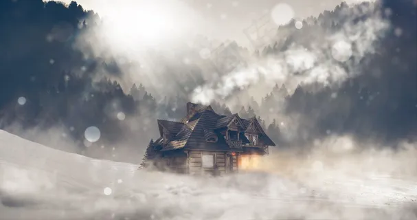 雪地小木屋图片 雪地小木屋图片