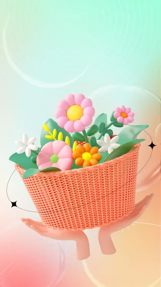 教师节鲜花简约大气插画海报