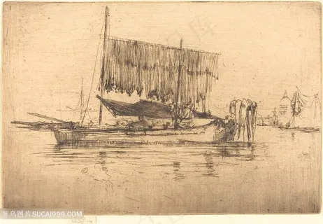 高清惠斯勒素描湖畔木船装饰画 高清惠斯勒素描湖畔木船装饰画