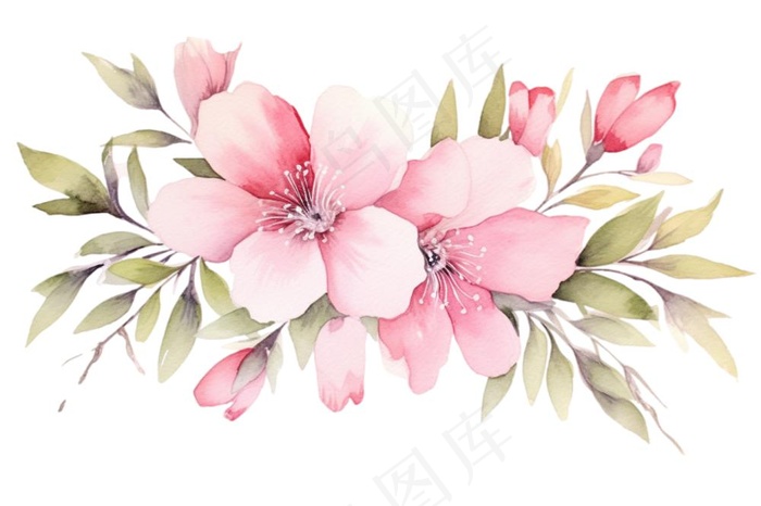 桃花粉色花朵插画免抠(1344x896)