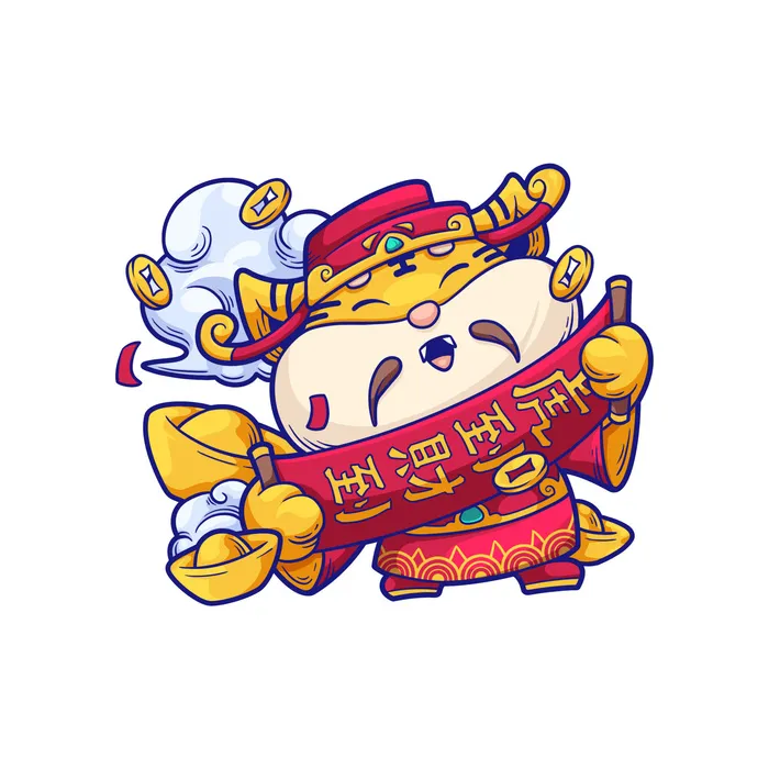 手绘2022虎年新年春节卡通老虎形象IP插画元素PSD设计素材图案psd模版下载