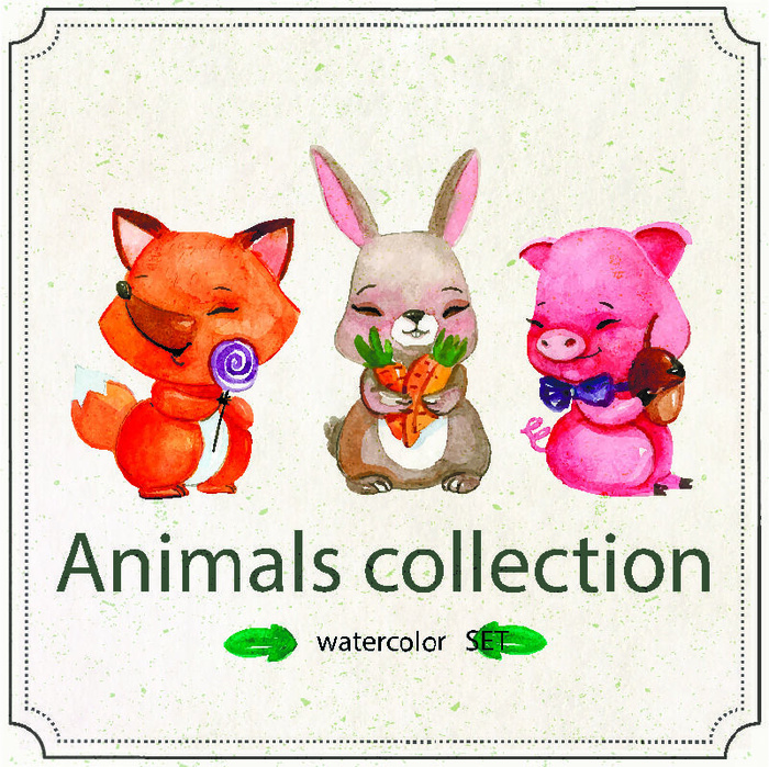 狐狸小兔小猪免抠失量图