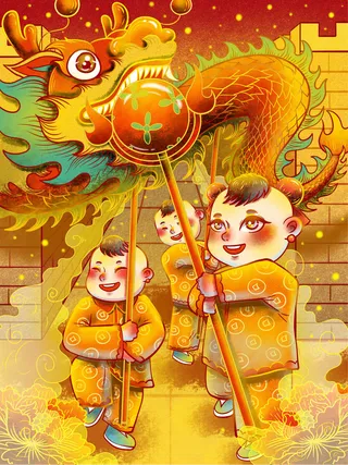 二月二龙抬头插画海报PSD文件