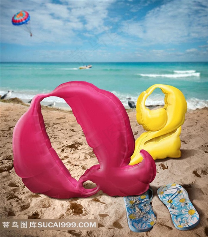 沙滩上的字母创意