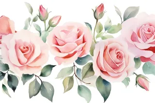 玫瑰花粉色水彩画免抠